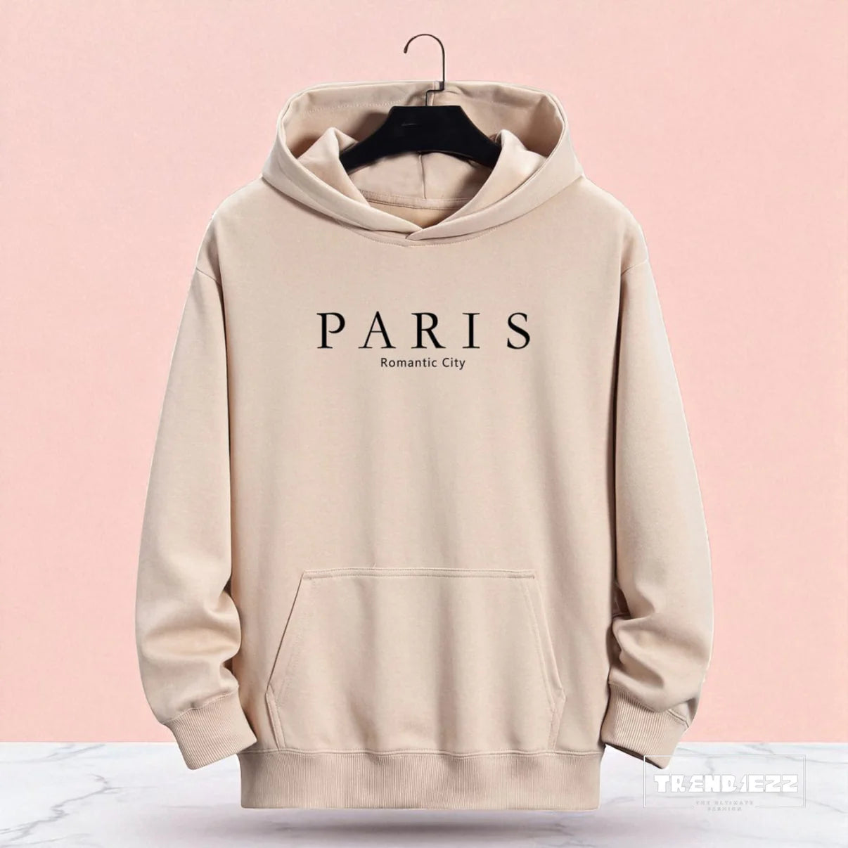 Men's PARIS Pattern Hoodie - Cream