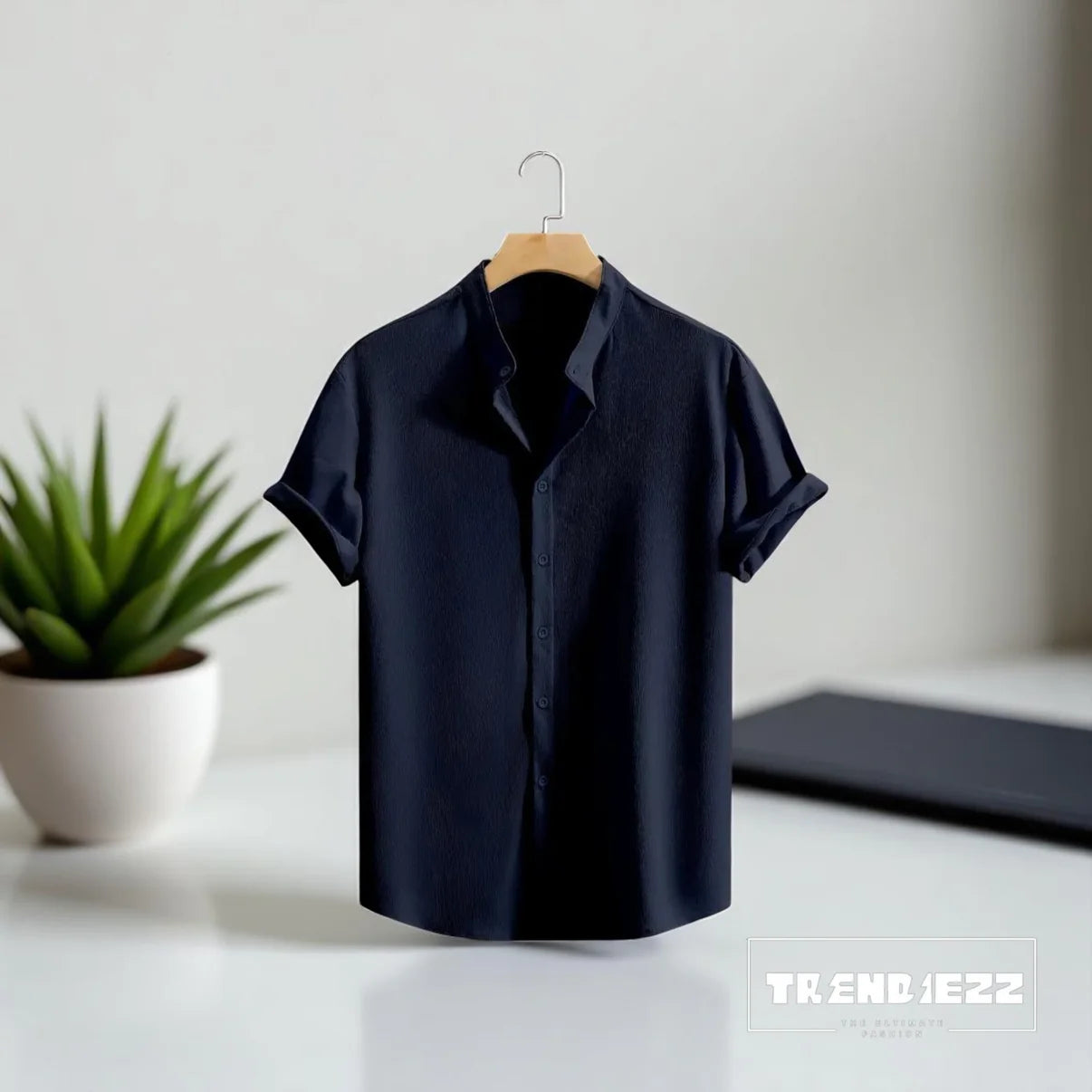 Swich Cotton Half Sleeve Shirt- Navy Blue