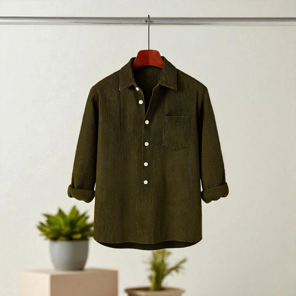 Luxury Full Sleeve Cord Katua - Olive