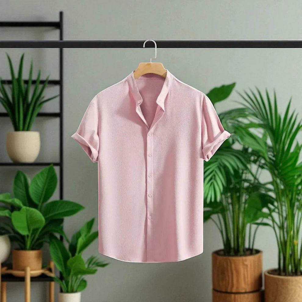 Swich Cotton Half Sleeve Shirt- Pink