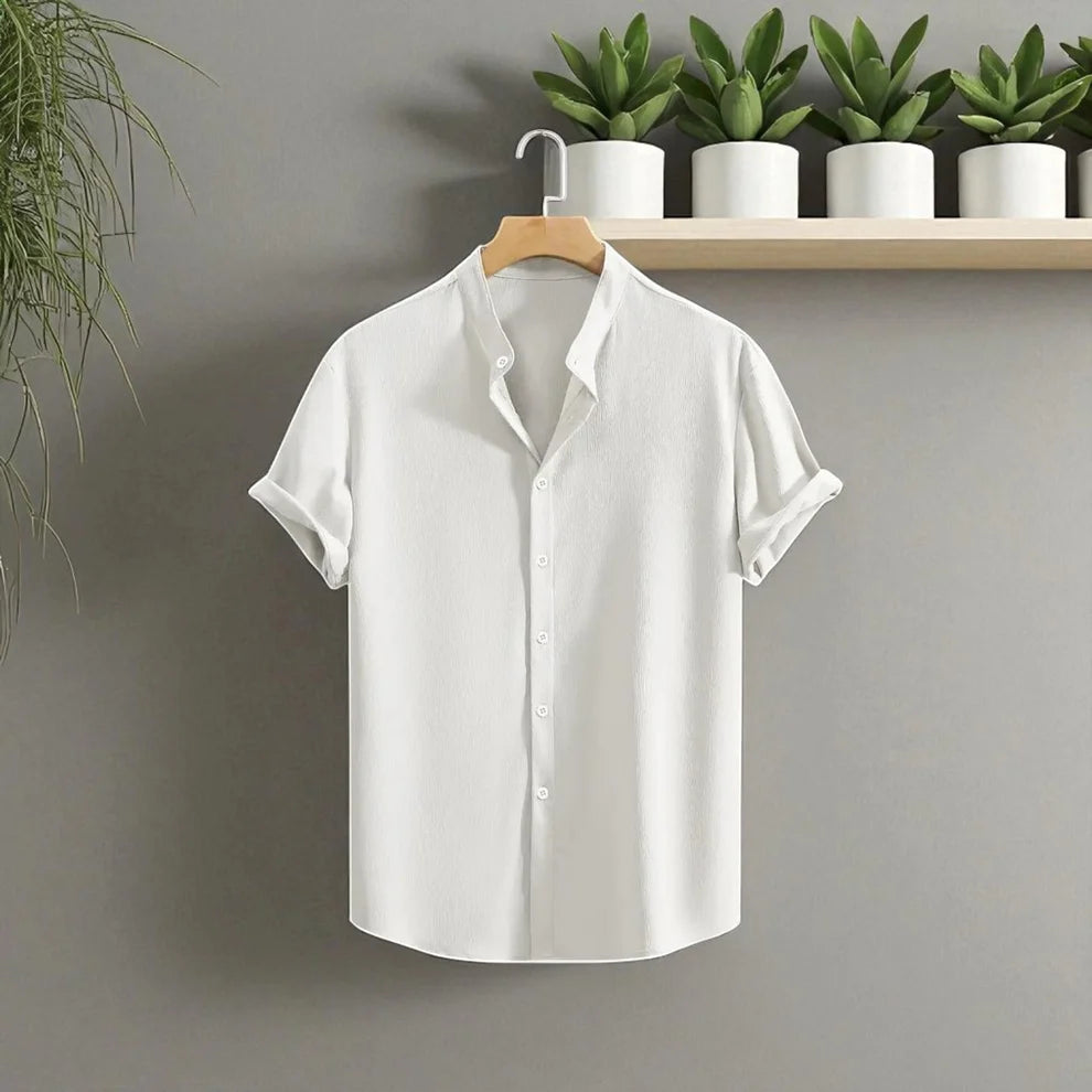 Swich Cotton Half Sleeve Shirt- White