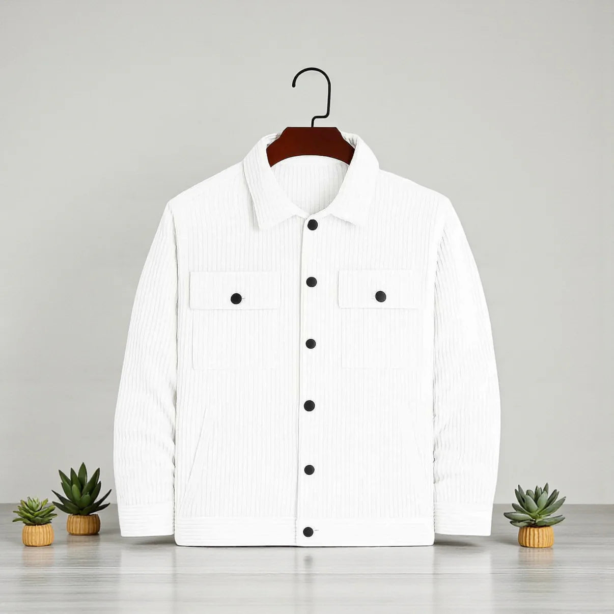 Men's Corduroy Light Weight Jackets - Pure White