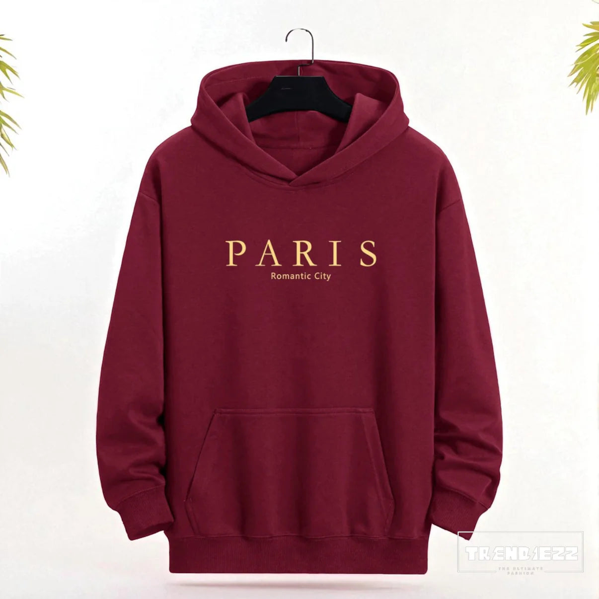 Men's PARIS Pattern Hoodie - Maroon