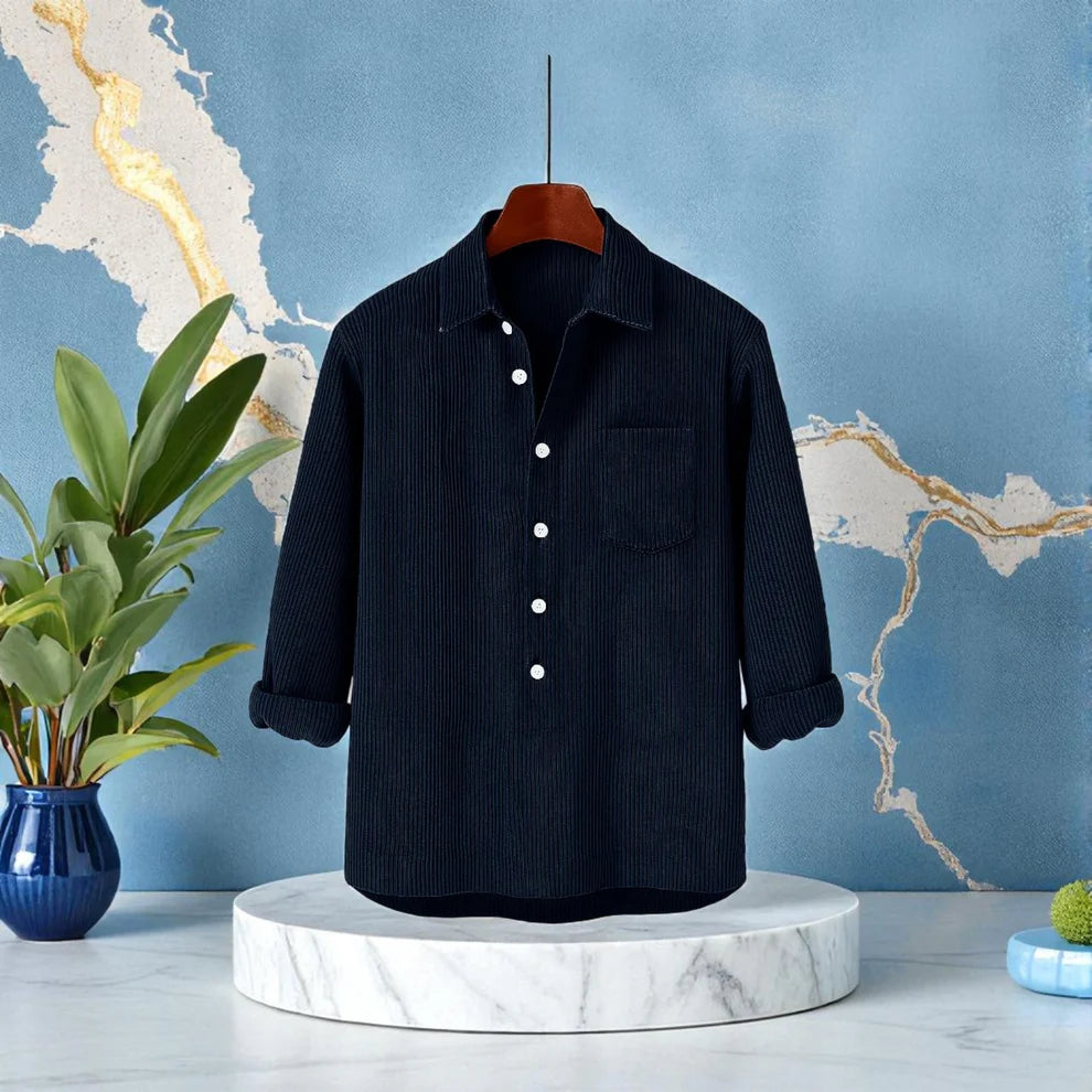 Luxury Full Sleeve Cord Katua - Navy Blue