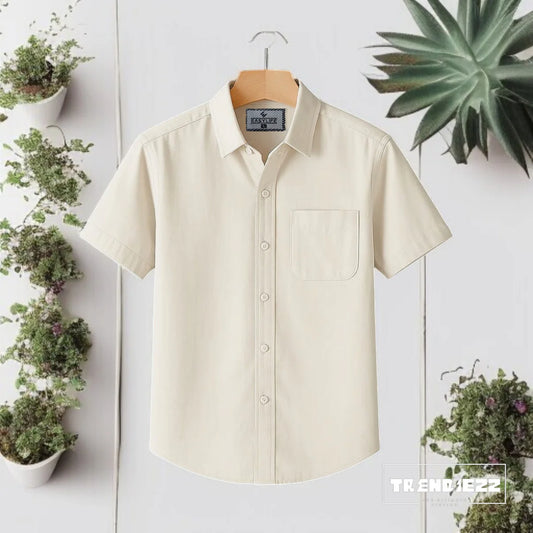 Casual Short Sleeve Shirt - Cream