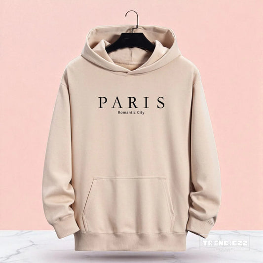 Men's PARIS Pattern Hoodie - Cream