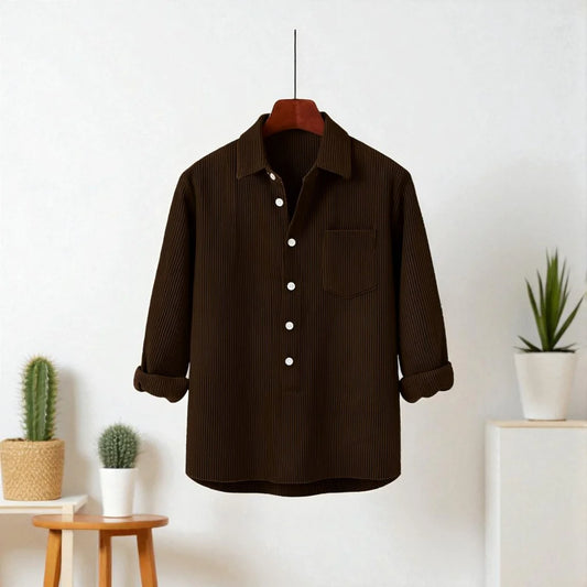 Luxury Full Sleeve Cord Katua -Dark Chocolate