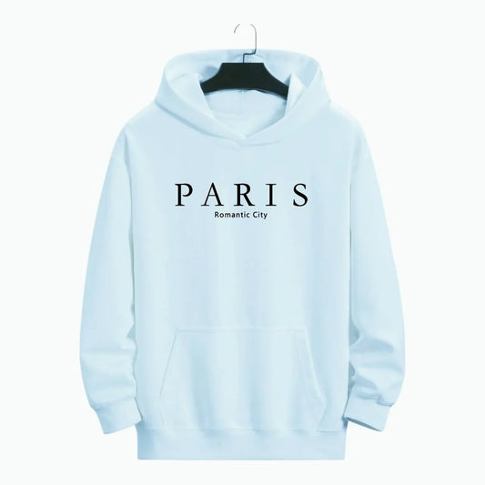 Men's PARIS Pattern Hoodie - Light Sky