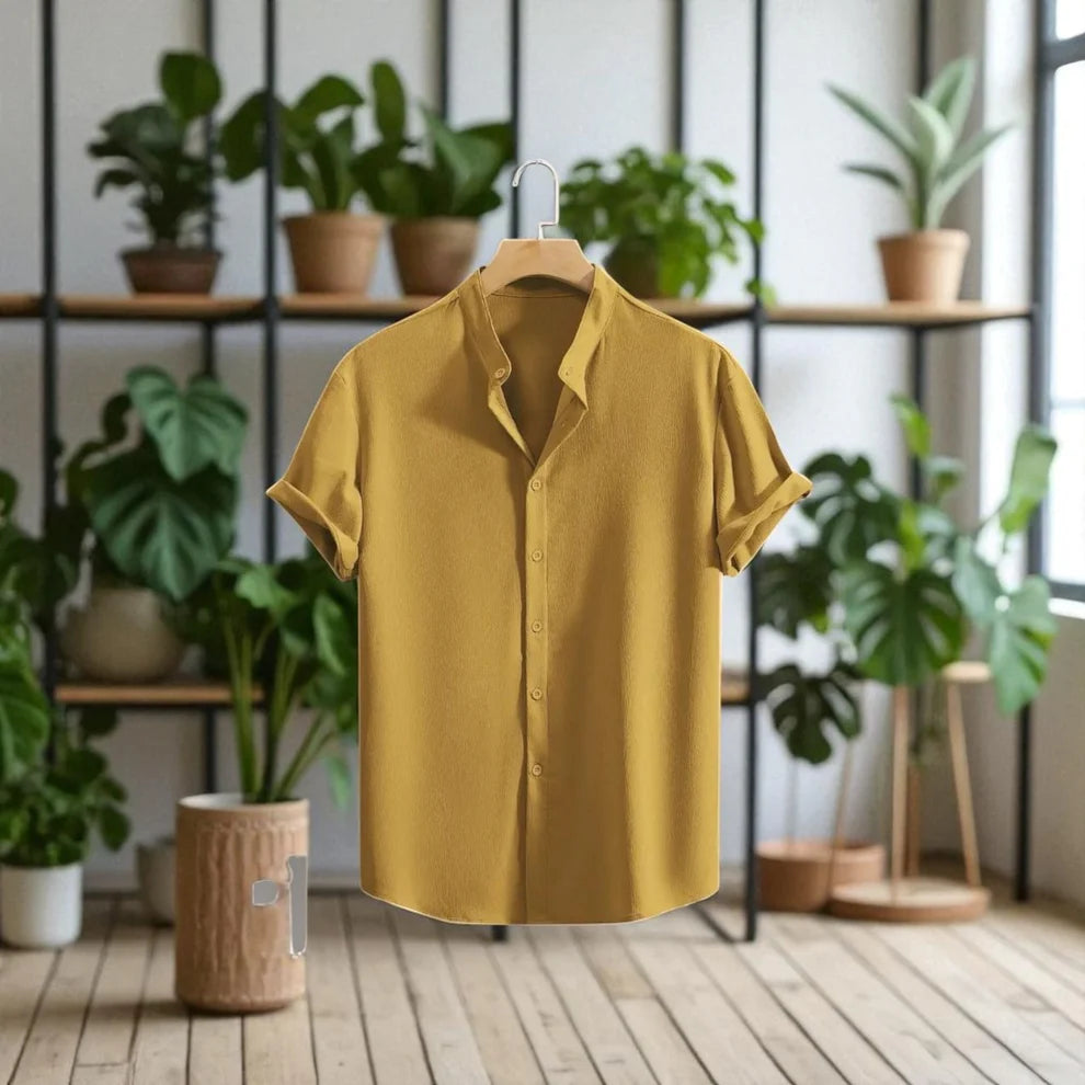 Swich Cotton Half Sleeve Shirt- Mustard