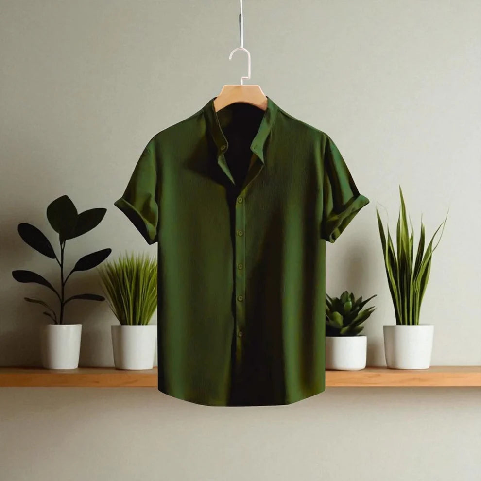 Swich Cotton Half Sleeve Shirt- Olive