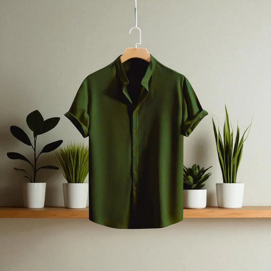 Swich Cotton Half Sleeve Shirt- Olive
