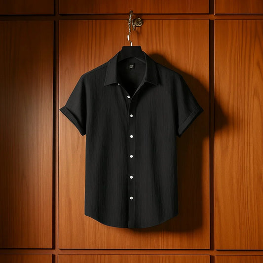 Viscox Half Sleeve Shirt- Pure Black
