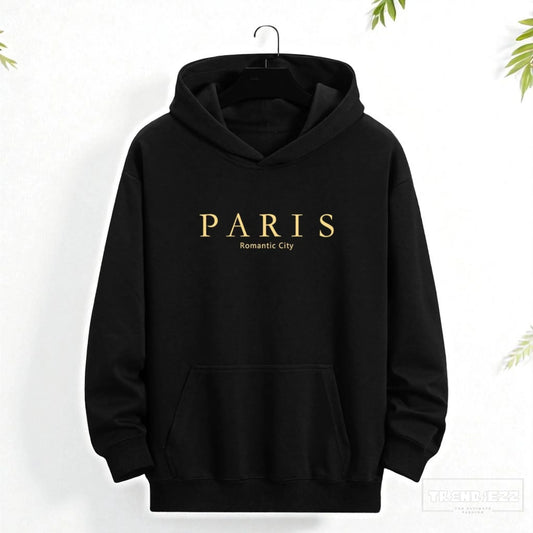 Men's PARIS Pattern Hoodie - Black