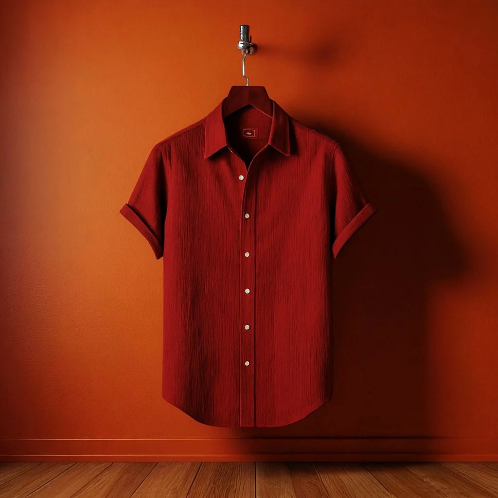 Viscox Half Sleeve Shirt-Maroon