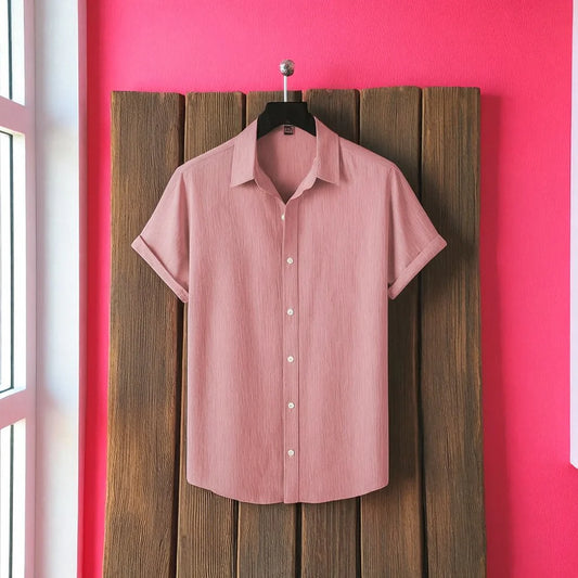 Viscox Half Sleeve Shirt- Light Pink