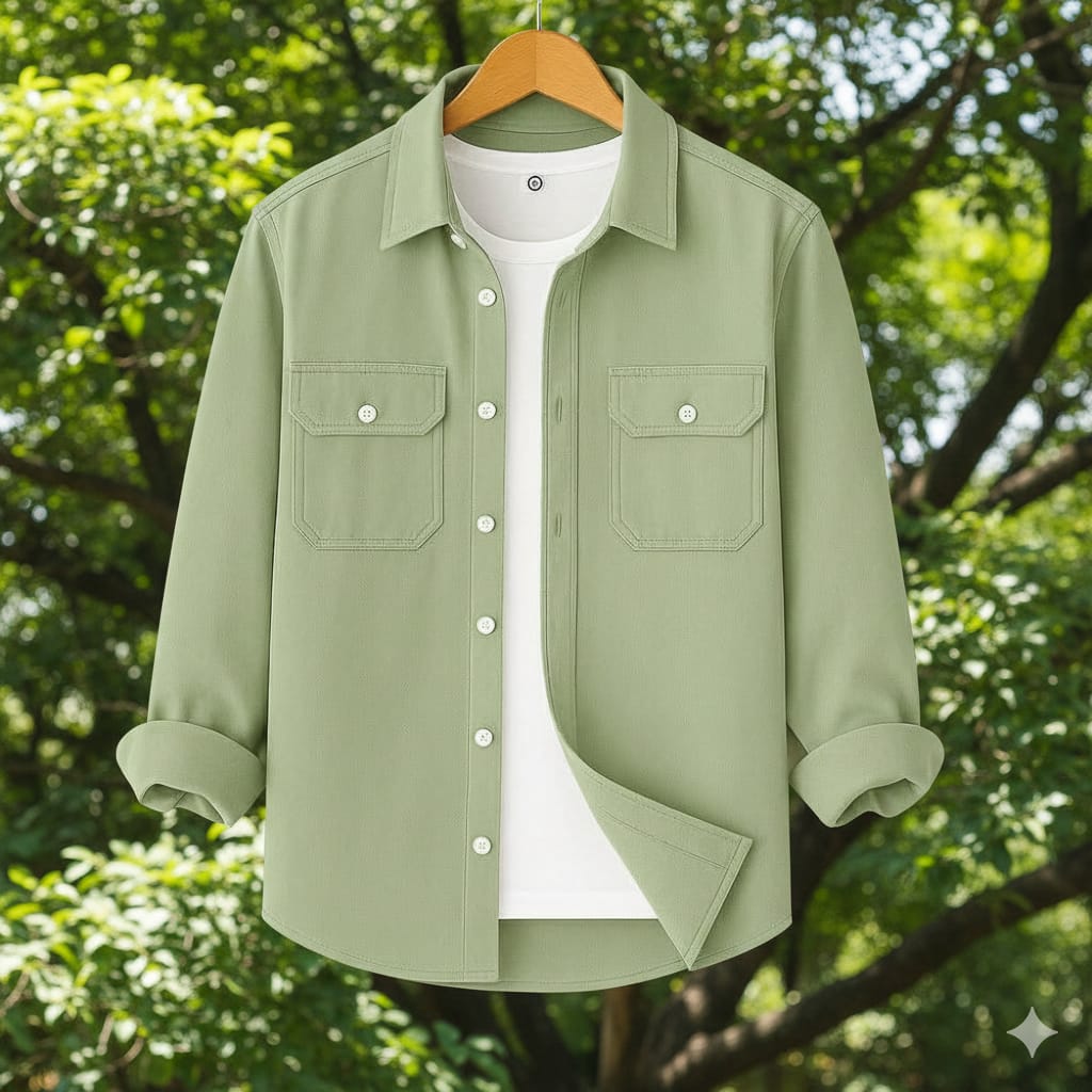 Full Sleeve Casual Shirt For Men - sea green