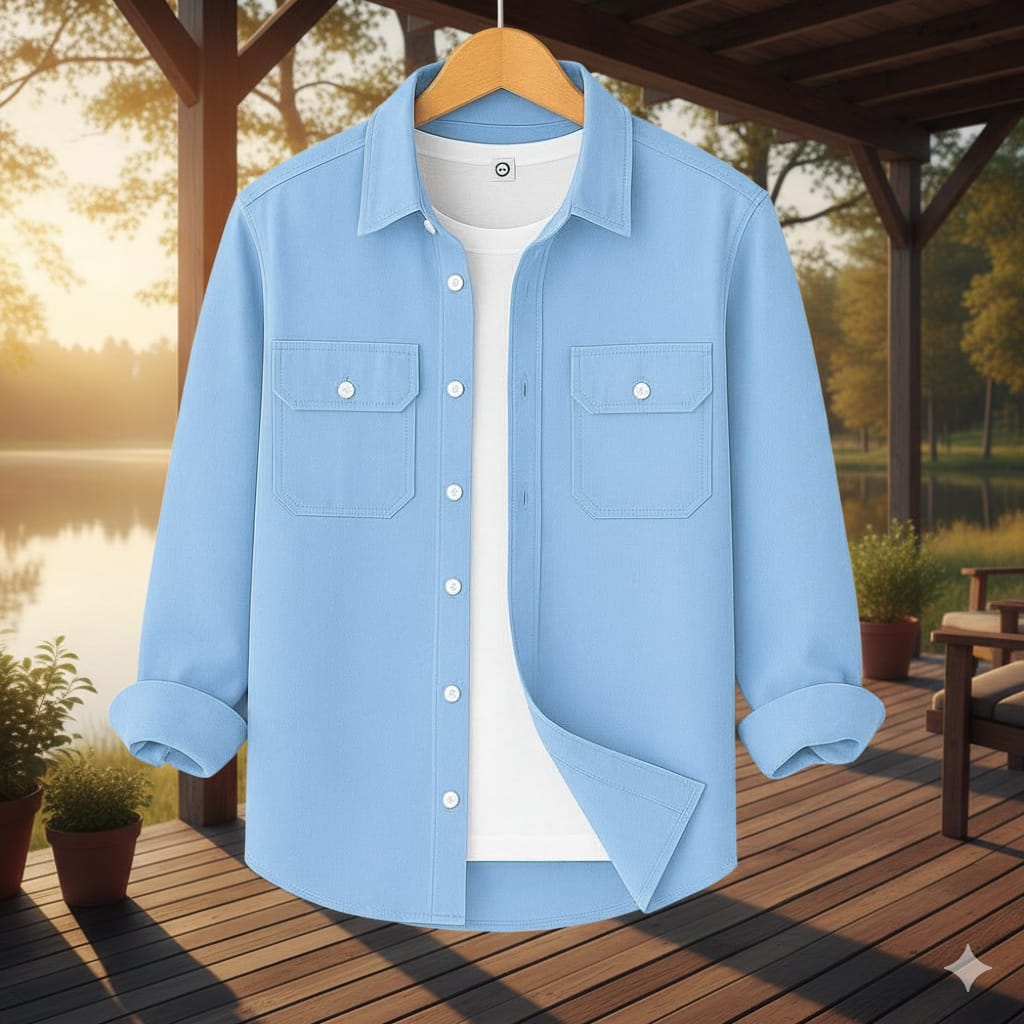 Full Sleeve Casual Shirt For Men - sky blue